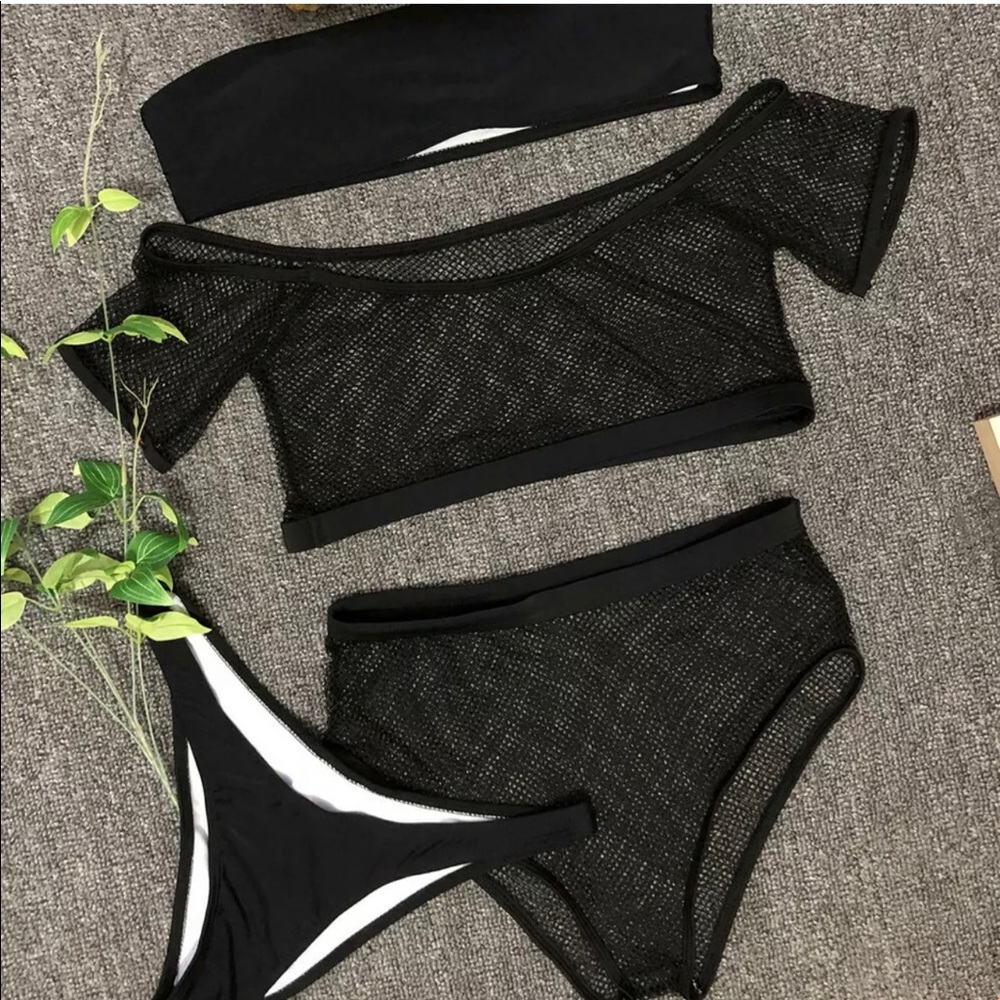 Sexy, Off-Shoulder, Mesh-Overlay Bikini - Picture 6 of 6